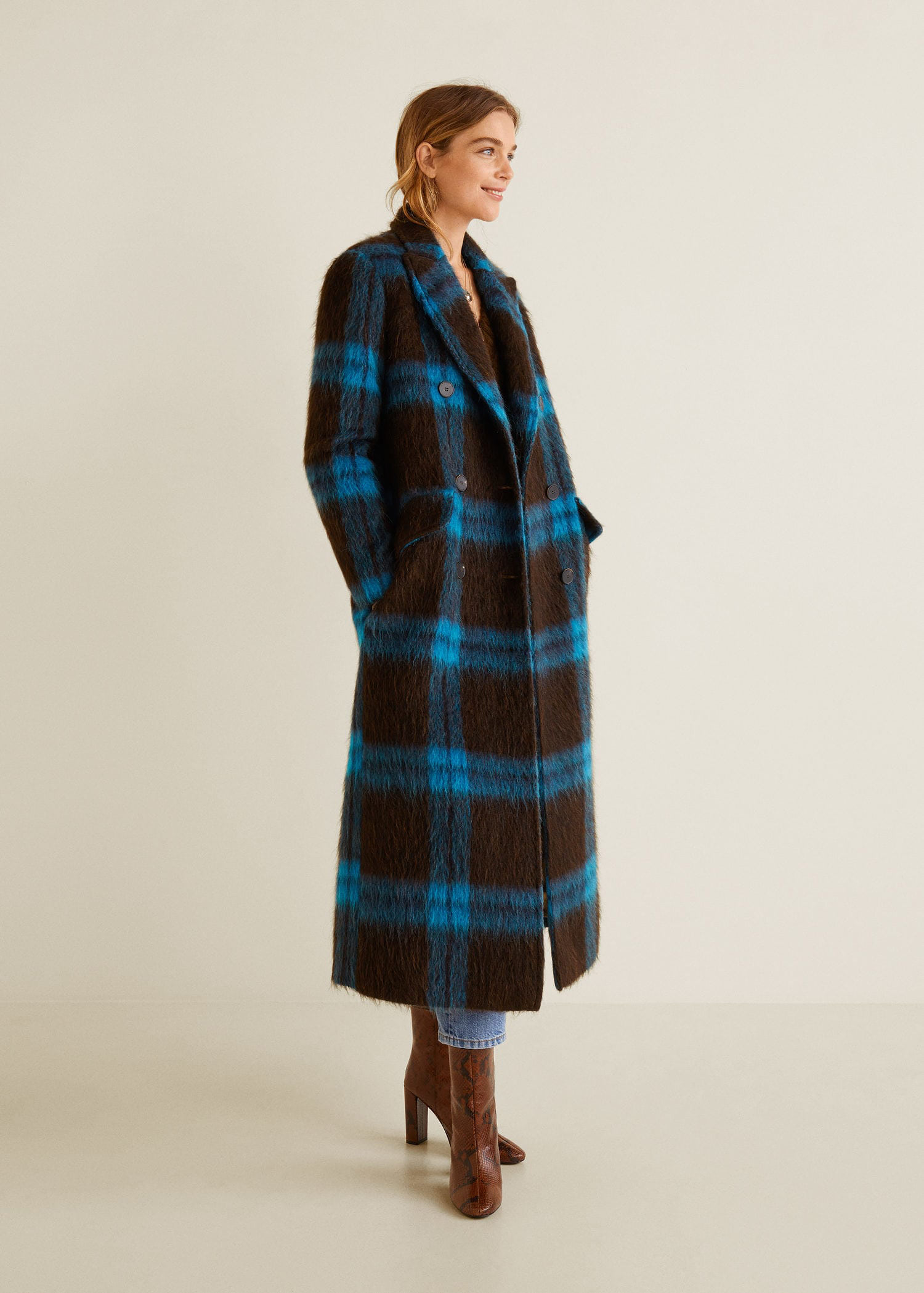 Checkered wool-blend coat - Imagen 2