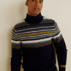High collar jacquard sweater